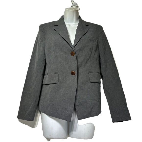 simple retro gray 2 button career business blazer Size XS - Picture 1 of 7